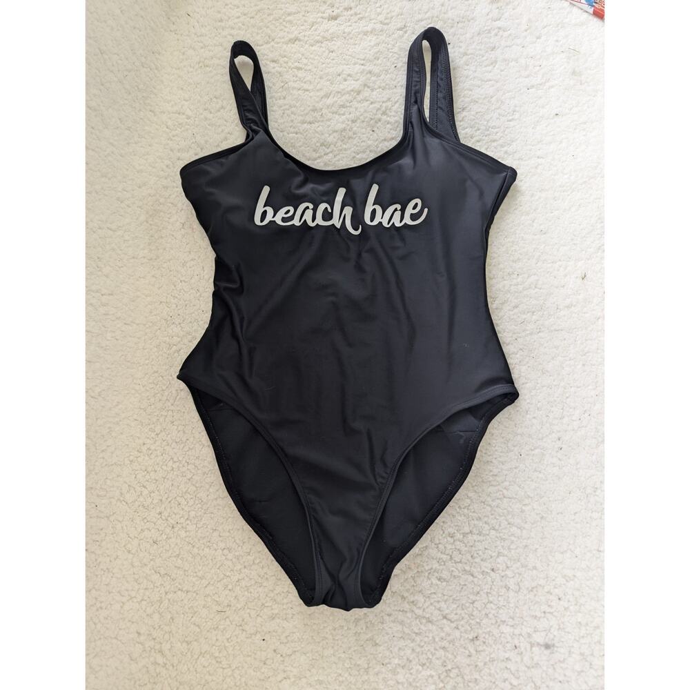 No Boundaries One Piece Swimsuit Womens M Black‎ Excellent Beach Bae Graphic